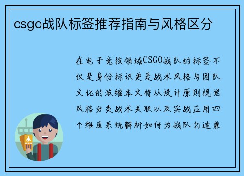 csgo战队标签推荐指南与风格区分